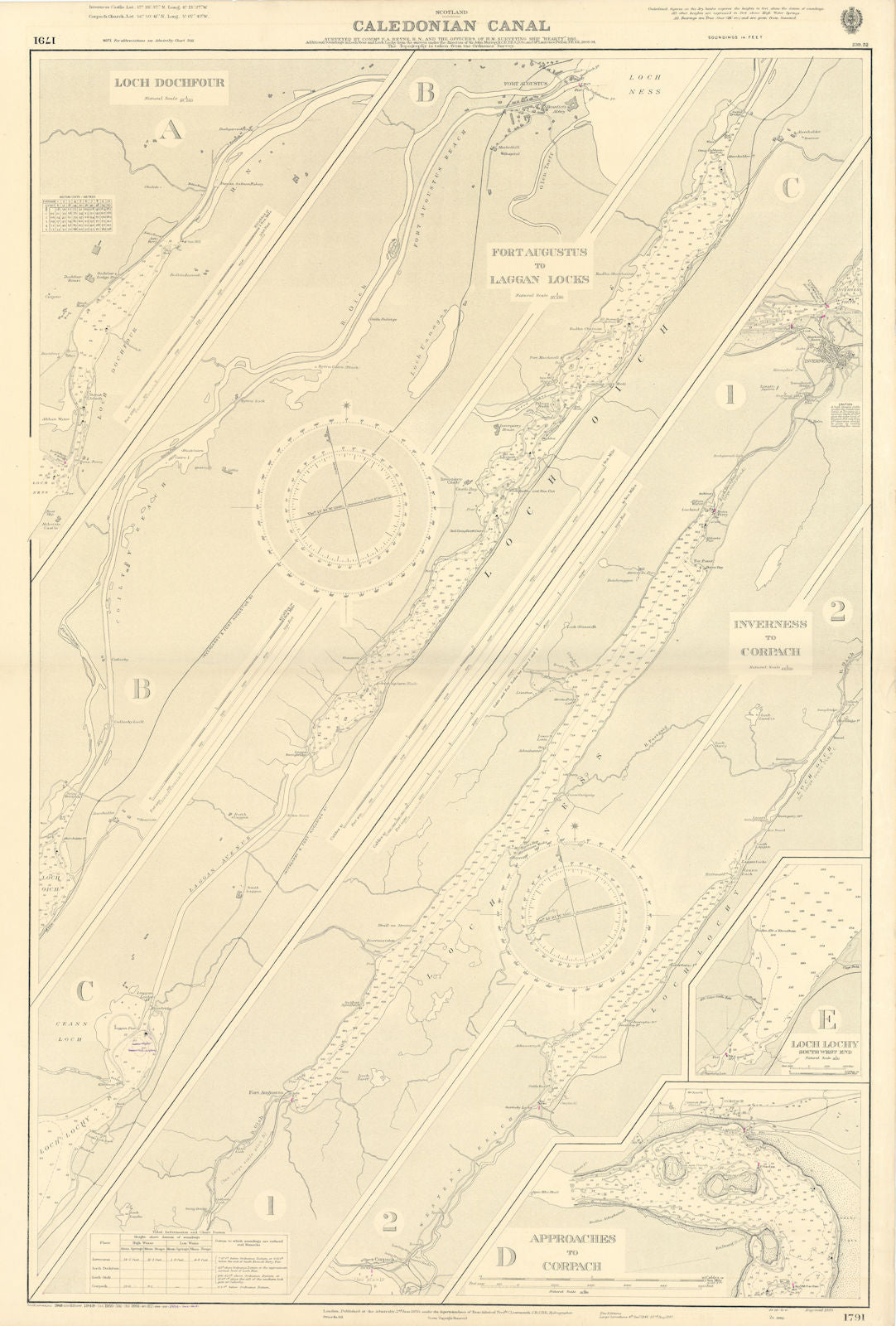 Caledonian Canal Scotland Dochfour Lochy Ness ADMIRALTY chart 1920 (1954) map